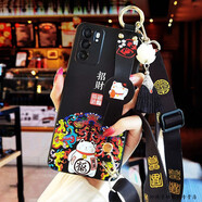 玲琉 三星note20手機殼A70腕帶S22 Ultra防摔S21潮牌S9斜挎帶掛繩女中國風(fēng)三星s24逐鹿生財s10/8 招財黑腕帶殼【+流蘇斜挎繩】 三星note20 Ultra