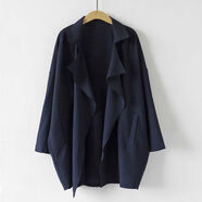 2024新款春夏季薄款風(fēng)衣外套女七分袖單層寬松外搭防曬中袖薄上衣 藏青色 S S建議105斤以下