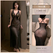 夜店全裸情趣內衣透明薄紗長(cháng)裙約會(huì )戰袍2024新款性感qqny 馥欲女人香黑睡裙+T褲