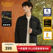 卡賓（CABBEEN）【千鳥格肌理】工裝夾克男2024秋季新款潮牌刺繡外套黑白高級 煤黑色01 M /170/48