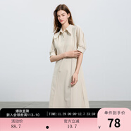 伊布都（ibudu）2025夏季新款寬松休閑中長(cháng)連衣裙翻領(lǐng)燈籠袖Polo裙女 米黃 S 155/80A