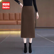 黛姿茹通勤毛呢半身裙女秋冬季2025新款顯瘦包臀直筒裙純色職業(yè)一步裙 咖色毛呢裙/長(cháng)72CM L (28)