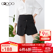 G2000商場同款女裝半身裙 新款時(shí)尚不規(guī)則拼接豎條紋短裙93264301 黑色/99 S /34