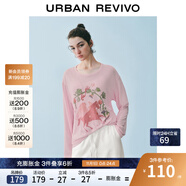 UR2025夏季新款女時(shí)尚休閑少女感撞色印花長袖T恤UYL450161+ 淺粉色 S