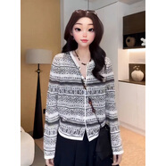 小紅書(shū)爆款大碼休閑對比線(xiàn)圖案長(cháng)袖針織衫春天脂肪毫米覆蓋 上衣 均碼 M(建議80100斤)