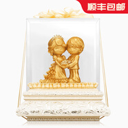 結(jié)婚禮物輕奢精致黃金擺件歐式高端手工大號(hào)創(chuàng)意閨蜜朋友新婚禮物 歐式奢華裝裱