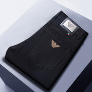 AX阿瑪尼2025春夏薄款牛仔褲男黑白色純棉彈力韓版品牌純色休閑牛仔 HS613黑色 28