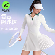 天使季節秋冬長(cháng)袖網(wǎng)球連衣裙女絕美網(wǎng)球服羽毛球服女瑜伽健身跑步運動(dòng)裙子 本白 XL
