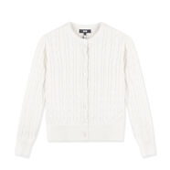 RTW復古絞花棉線(xiàn)針織開(kāi)衫小外套經(jīng)典開(kāi)襟麻花疊穿修身毛衣 039米白色 S S160