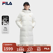 FILA 斐護科技|斐樂(lè )女裝長(cháng)款羽絨服冬季休閑簡(jiǎn)約連帽保暖羽絨外套 云菇白-WT 170/88A/L