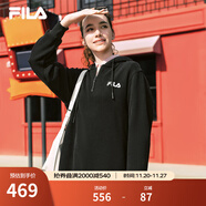 FILA 斐樂(lè )官方連衣裙2025年秋季新品長(cháng)款連帽打底衛衣長(cháng)裙子 正黑色-BK L 170/88A/L