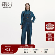 Teenie Weenie小熊女裝春裝休閑棉質(zhì)舒適牛仔褲背帶褲女士長(zhǎng)褲 深藍(lán)色 S (160)