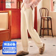 Olrain歐芮兒法式休閑褲女裝秋冬潮流寬松直筒顯瘦垂感褲子 米白色 L