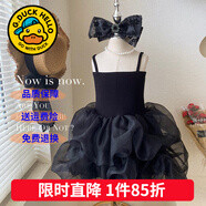 G.duck童裝女童連衣裙夏季蛋糕裙兒童公主裙夏天超仙蝴蝶仙子蓬蓬裙女孩 黑天鵝黑色gcoecqk【夏款】 90 尺碼1~2歲【 80-90cm】