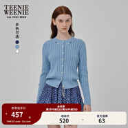 Teenie Weenie小熊女裝針織開(kāi)衫2025秋季新款水洗復古絞花田園毛衣 藍色 L
