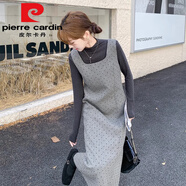 皮爾卡丹（pierre cardin）灰色波點(diǎn)毛呢背心裙小香風(fēng)套裝女春季減齡上衣氣質(zhì)名媛穿搭兩件套 單/件上衣 【收藏店鋪優(yōu)先發(fā)貨】今年流行的輕奢品牌 S 【建議100斤內】