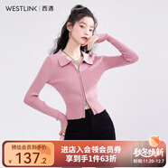 西遇POLO領(lǐng)針織衫女2025年春季新款甜美辣妹粉色毛衣短款上衣 淺粉色 M
