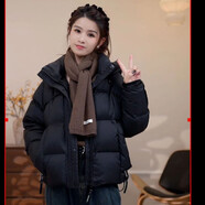 俞兆林（YUZHAOLIN）羽絨棉服女冬季2025新款感時(shí)尚拼接小個(gè)子短款加厚保暖棉服外套女 黑色 M 85-105斤