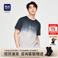 海瀾之家（HLA）短袖t恤男裝春夏季時(shí)尚字母印花純棉漸變透氣男女情侶裝T恤衫 深灰漸變V5 M /170推薦63~68kg