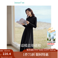 茵曼（INMAN）2025秋冬女裝新款燈芯絨連衣裙新品長袖休閑針織禮服中長裙子 午夜黑 L