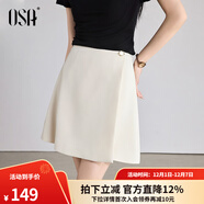 歐莎（OSA）休閑短褲女夏季高腰a字褲裙小個(gè)子通勤百搭顯瘦女褲 米白色 M