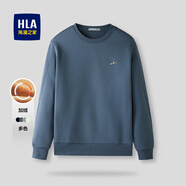 HLA海瀾之家長(cháng)袖t恤男秋季簡(jiǎn)約圓領(lǐng)百搭寬松舒適親膚衛衣男打底T衣服 藍灰4Q (加絨) XL 180/96A