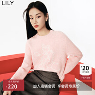 LILY春新款女裝多巴胺穿搭含綿羊毛馬海時(shí)尚針織衫套頭毛衣女 122粉紅 L