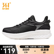 361男鞋運動(dòng)鞋2021年秋冬季新款361度革面跑步鞋回彈減震 烏黑色/羽毛白 39
