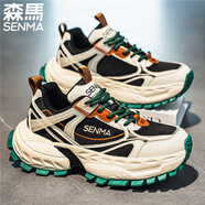 森馬休閑鞋2025秋冬新款復古老爹鞋男士厚底增高銀色運動(dòng)男鞋 米綠 39