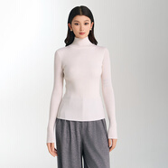 阿瑪施綿羊毛高領(lǐng)修身針織打底衫 秋冬百搭長(cháng)袖套頭5399640 米白色 L (4)