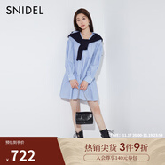 SNIDEL春夏甜美百搭V領(lǐng)褶皺寬松襯衫連衣裙SWFO241303 直條 S （0）