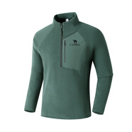 駱駝2025冬季新款抓絨衣男日常休閑運動(dòng)長(cháng)袖T恤半拉鏈奧粒絨保暖衛衣 墨綠 XL