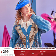 兩三事梵高毛衣開(kāi)衫2025新款外套女款春季慵懶針織外套燦爛與偏執 藍色 M