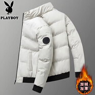 花花公子（PLAYBOY）2025新款棉衣外套男秋冬季韓版男士加厚保暖棉服休閑棉襖上衣男裝 1XM21/947米白 2XL