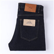 好景鳥(niǎo)（HAOJINGNIAO）冬季厚款高端深藍色牛仔褲男棉寬松直筒不掉色男士牛仔長(cháng)褲 深藍色 38