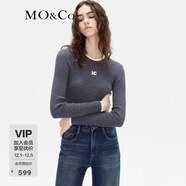 MO&Co.【美麗諾綿羊毛】假兩件拼接修身百搭針織衫內搭外穿摩安珂 深花灰色-第2批 M 165