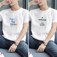 2件品牌優(yōu)選2025新款短袖T恤男士夏季純棉半袖休閑寬松圓領(lǐng)T恤 2件裝929白+930白 L L建議115-130斤