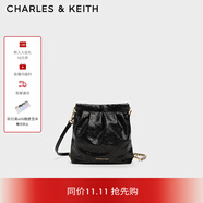 CHARLES&KEITH迷你菱格流浪包單肩斜挎雙肩包包女包生日禮物CK2-60782390 Black黑色 S