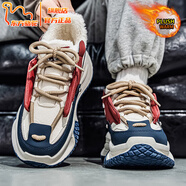 東方駱駝歐洲站男鞋冬季潮牌休閑百搭男士跑步緩震運動(dòng)大碼老爹潮鞋子男 藍紅 45