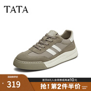 他她（TATA）男士阿甘男鞋復古德訓鞋男運動(dòng)休閑鞋厚底板鞋小白鞋PCB01AM5 QDR01AM4灰綠/白 39