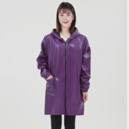 靠森加絨罩衣大人冬季皮圍裙長(cháng)袖家用廚房防水防油男女護衣 PU紫色雙拉鏈小碼90-120斤