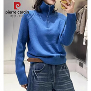 皮爾卡丹大碼半拉鏈高領(lǐng)針織毛衣女2025新款春季胖mm氣質(zhì)通勤百搭長(cháng)袖上衣 藍色【打底衫女秋冬內搭可外穿/大衣內搭/冬天內搭感 M 建議90-100斤