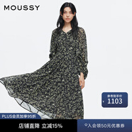 moussy 【劉亦菲同款】南法度假風(fēng)碎花浪漫優(yōu)雅連衣裙028ISX33-3711 020黑色 M