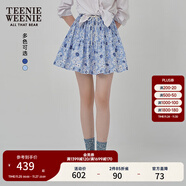 Teenie Weenie小熊女裝半身裙25夏季新款細褶花朵小清新蓬蓬短裙子 淺藍色 S