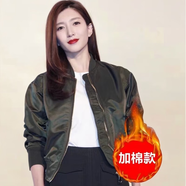 NY-RCE棒球服飛行員夾克外套女寬松2025秋季新款韓國短款加棉工裝冬季 軍綠色冬季加棉款 加厚 L 106-115斤