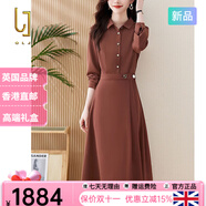OLJ高檔品牌連衣裙女2025年秋冬新款簡(jiǎn)約高級感收腰顯瘦氣質(zhì)通勤裙子 磚紅色 XL 建議115-125斤