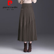 皮爾卡丹（pierre cardin）百褶針織裙女秋冬半身裙2025新款高腰顯瘦A字裙長(cháng)裙大擺毛線(xiàn)冬裙 深卡色 【專(zhuān)柜品質(zhì)】官方旗艦 XL 【建議125-135斤】