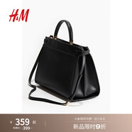 H&M女士包袋秋季單肩斜挎手提包皮帶裝飾中號購物包1251948 黑色 中包