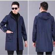 FASHION秋季款工作服大褂勞保服男罩衣成人防塵服工地干活穿的長(cháng)袖工作服 藏青色 均碼