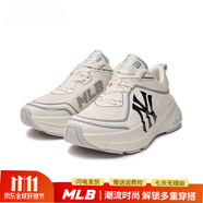 MLB明星張凌赫同款男女情侶鞋厚底增高休息百搭運動(dòng)鞋老爹鞋 米白色 41